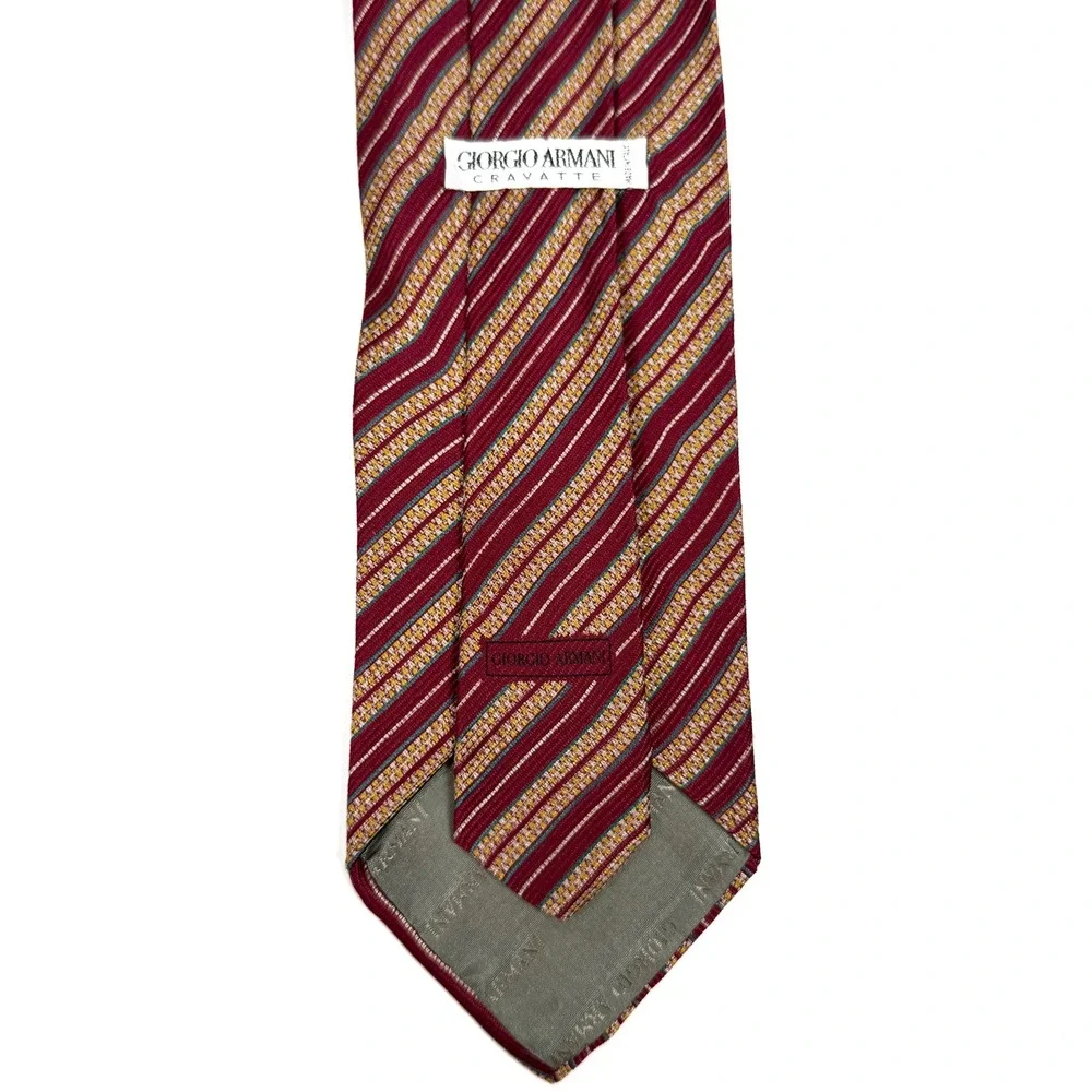 Giorgio‎ Armani Cravatte Necktie Burgundy Striped Italy Designer Men's